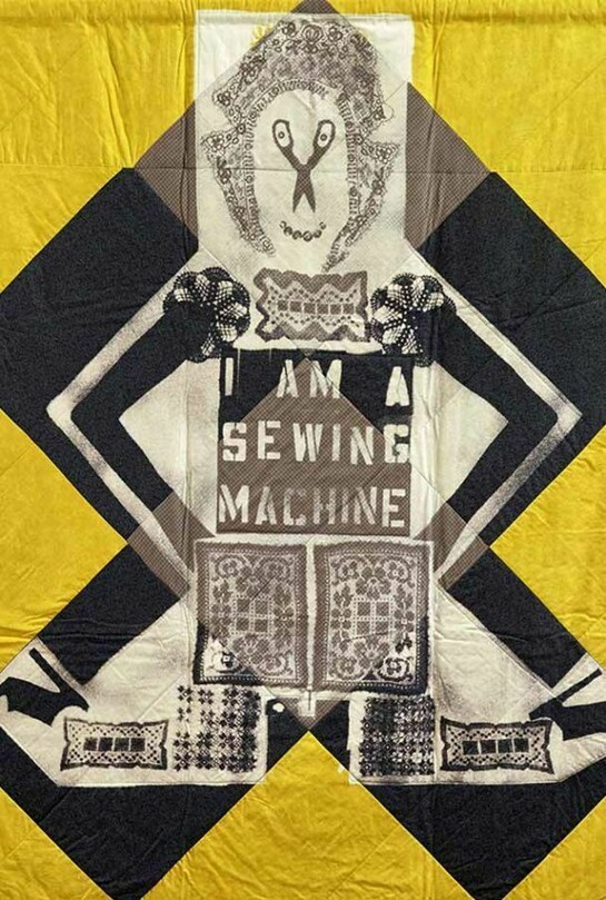 Lara Schnitger, Sewing Machine, 2012, bleached linen, 190 x 150 cm, 74 3/4 x 58 7/8 ins, Copyright the artist, Courtesy of Stuart Shave/Modern Art, London