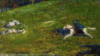 Vasilij Kandinskij, "Il cavaliere azzurro" (in tedesco: "Der Blaue Reiter"), dettaglio, 1903, collezione privata, Zurigo, Svizzera