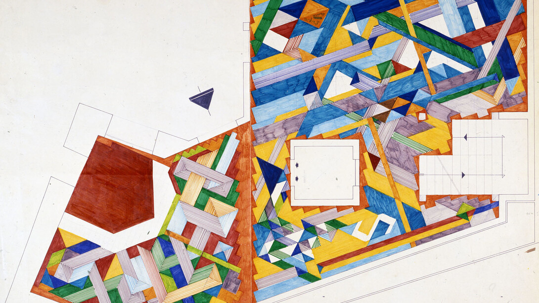 Gio Ponti, Pavimenti per gli uffici della Salzburger Nachrichten, Disegno di progetto del pavimento di Salisburgo '76, @ Gio Ponti Archives