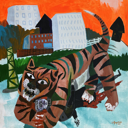 Gregory Rick, Before the Fall, acrylic, enamel, pigmented ink and watercolor on absorbent ground. Courtesy of the artist and Johansson Projects, CA