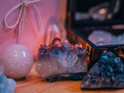Bathed in soft light, these crystals serve as a reminder that beauty, healing, and manifestation all begin from within