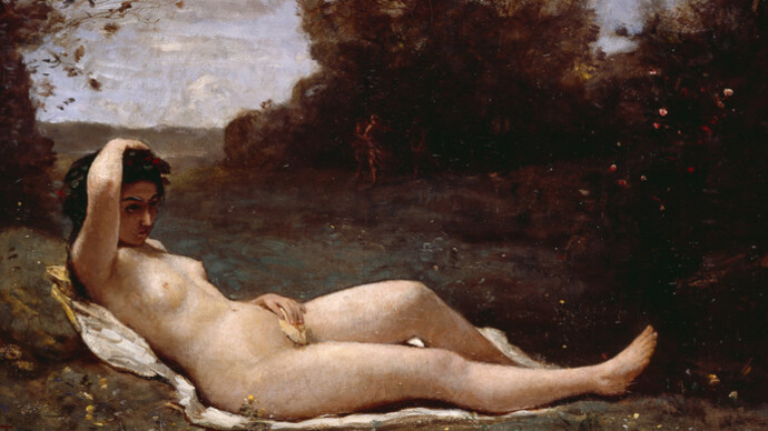 Reclining Nymph, 1857–1858, oil on canvas, Musée d'art et d'histoire, ville de Genève, Deposit of the Republic and Canton of Geneva. © Musées d’art et d’histoire, ville de Genève, Dépôt de la République et canton de Genève, 1875