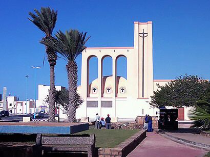 Church in the center of Dakhla, Western Sahara Morocco
