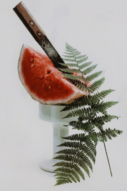 Leslie Gill, Composition with Watermelon, NYC, 1946. Copyright Leslie Gill, Courtesy Howard Greenberg Gallery