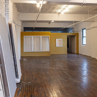 Amanda Ross-Ho, Untitled second floor (One big dark room), exhibition view. Courtesy of Mattress Factory