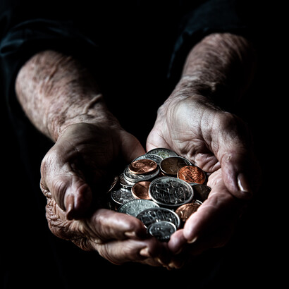 A handful of coins, an important means for survival