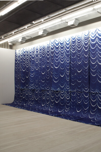 Bridget Smith, Blueprint for a Curtain, 2015, twenty cyanotype prints, Courtesy Focal Point Gallery, Photo: Manuela Barczewski
