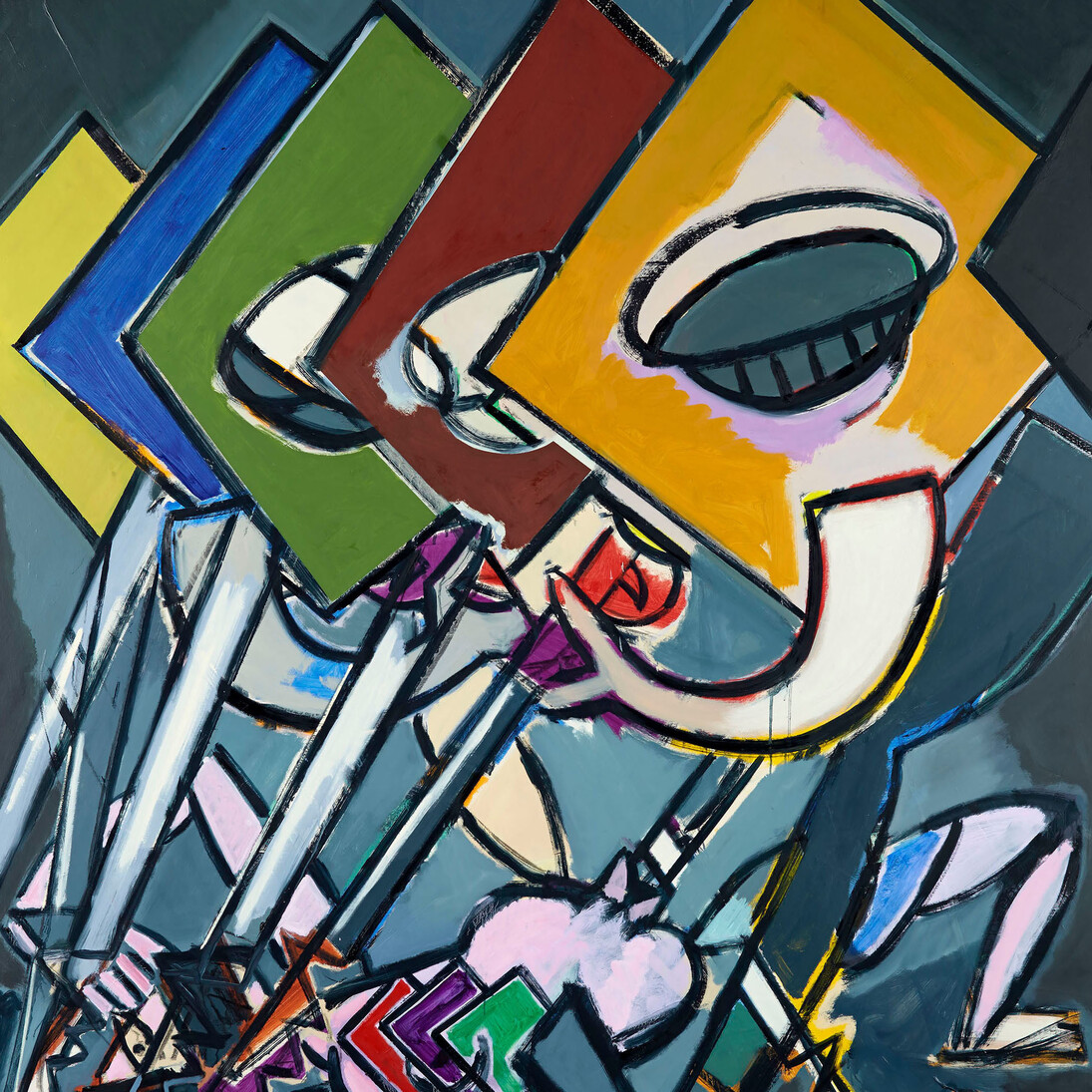 Ansel Krut, Bayonets and Boots, 2014, oil on canvas, 188 x 177 cm, 74 1/8 x 70 1/2 ins, Courtesy of Stuart Shave/Modern Art, London