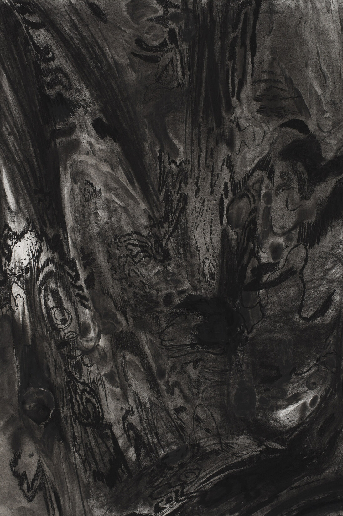 Jim Hodges. on the way between places (10), 2009. 21 charcoal and saliva on paper (8-21). 30 x 22-1/2 x 1/4 in. © Jim Hodges.