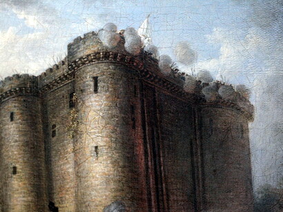 Saint-Just: debemos defender la virtud cívica sin obligar a la fe. La toma de la Bastilla. Pintura anónima, 1792. Museo de la Revolución Francesa, Castillo de Vizille, cerca de Grenoble, Francia