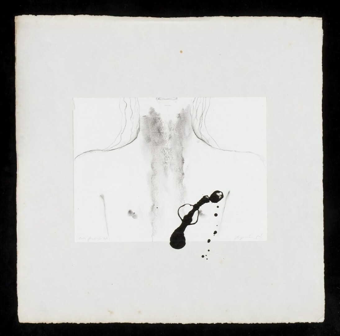 Omar Galliani, Le tue macchie nei miei occhi, 2008, carboncino su carta intelata e  smalto nero, cm. 52x52 cm
Opere pubblicate nel libro Ruggero Manzoni, Nel vortice delle acque superiori, Raffaelli Editore, Rimini, 2015
