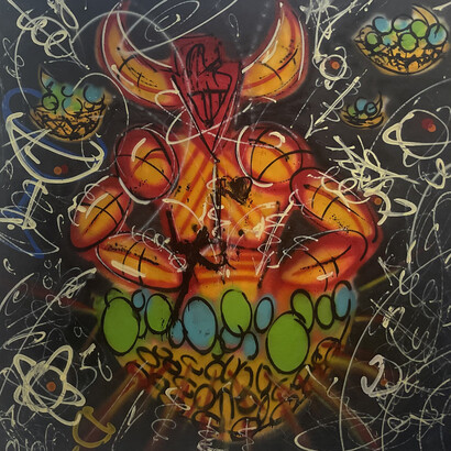 Fab 5 Freddy, Return God to Africa (detail), 1984. Spray enamel on canvas, 72 x 72 in. Courtesy of bG Gallery