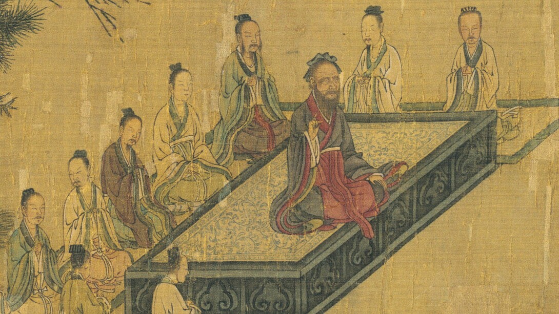 Pintura de la dinastía Song atribuida a Ma Hezhi; muestra a Confucio dando una lección sobre piedad filial a Zengzi