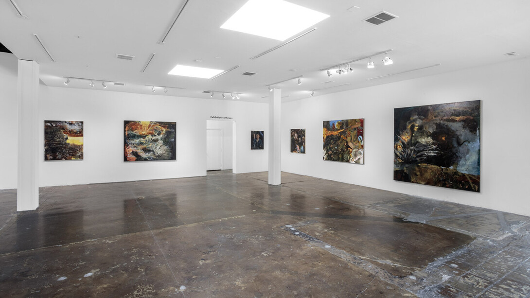 Celeste Dupuy-Spencer, Burning in the eyes of the maker, exhibition view. Courtesy of Jeffrey Deitch