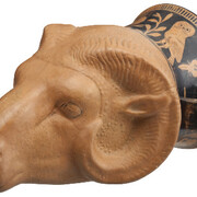 Attisch-rotfiguriger Widderkopf-Kantharos, Töpfer Sotades und Sotades-Malerum 460 v. Chr.Athen TonH 22,8 cm