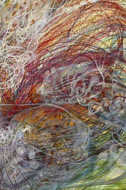 Detalle de "flor de Catherine Emily Stringer", acuarela sobre papel, Georgiana Houghton, 1866