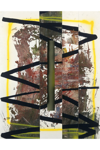 Shaun O'Dell, floatABOVEhorizontals, 2013, Gouache on paper mounted on canvas mounted on panel, 30 x 22 in. Courtesy: Susan Inglett Gallery, NYC.
