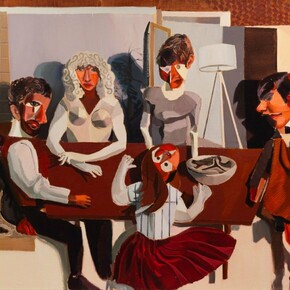 Jakub Tomáš,
The Shoe in the Bowl, 2023,
Oil on canvas, 47.25h x 63w in,
120.02h x 160.02w cm. Courtesy of the artist and Asya Geisberg Gallery