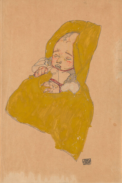 Egon Schiele, The artist's nephew as an infant in a changing pad (detail), 1915. Courtesy of Wien Museum