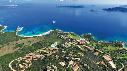 A drone aerial view of Valle dell’Erica in Northern Sardinia, Italy