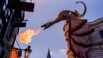 A Hungarian Horntail Dragon at Universal Studios, symbolizing how beloved stories continue to live beyond their original screen