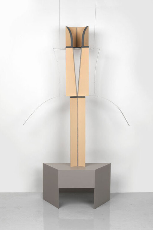 Diane Simpson, Neckline (extended), 2011, Light density fiberboard (LDF), aluminum, enamel and colored pencil, 85 by 50 by 14 in.  215.9 by 127 by 35.6 cm
