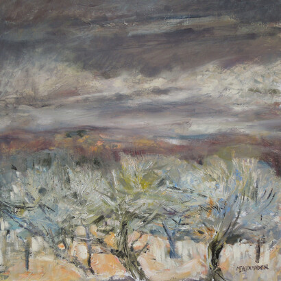 Mary-Jane Alexander, Low Cloud in the Valley, October, oil on canvas, 60 x 60 cm