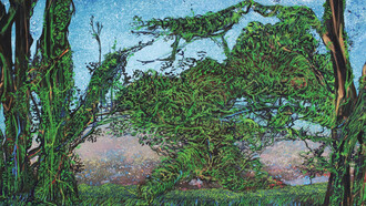 Green in Blue, egg tempera