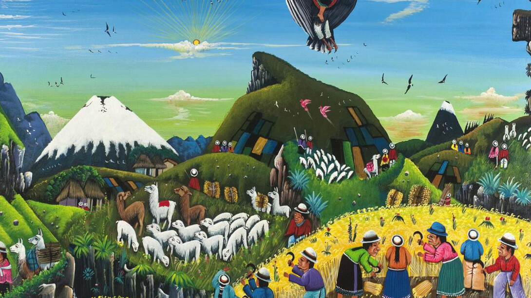 Tigua, Arte desde el centro del Mundo, Cosecha de cebada en minga y pastoreo en los Andes del pueblo kichwa. Fotos: Juan Robles Picón/MNA
