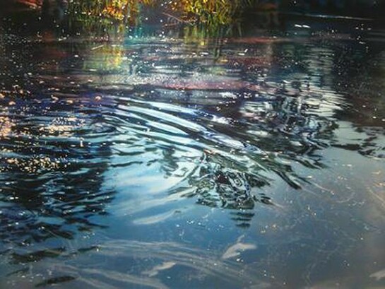 David Kessler, Surface Shimmer, acrylic on abraded aluminium on wood, 112 x 162.5 cm