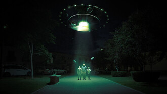A digital artwork depicting the UFO sightings by the commoners