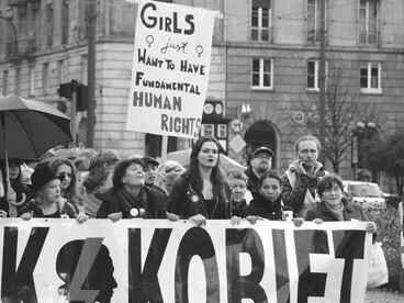 Women protesting for feminism and equal rights in Wrocław, Dolnośląskie, Poland