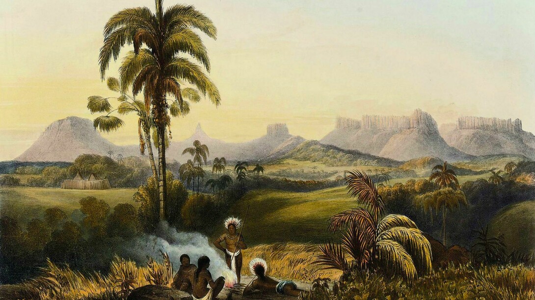 Tepuyes de la sierra Pakaraima, Roraima a la derecha. Charles Bemtley (1805-1854)