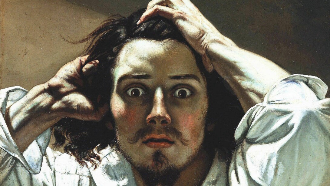 En "El desesperado" (1843-1845) Courbet mira directamente al espectador con los ojos desencajados, abiertos de par en par y llenos de angustia
