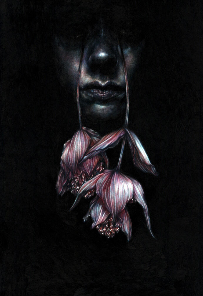 Marco Mazzoni, Conjunctivitis, 2015, matite colorate su carta, 48 x 33 cm