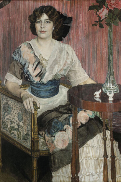 A.Y. Golovin, Portrait of V.I. Kuza (detail), 1910s. Courtesy of the New Tretyakov Gallery