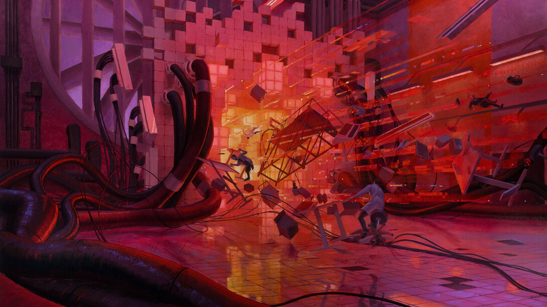Taylor Schultek, Catalyst (detail), 2023. Oil on linen, 48 x 60 in (121.9 x 152.4 cm). Courtesy of Harman Projects