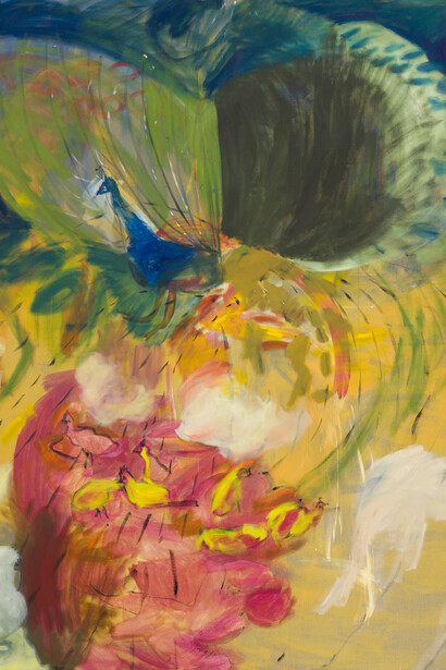 Maria Wæhrens, The peacock (detail), 2025. Courtesy of the artist and Wilson Saplana Gallery. Photo by David Stjernholm