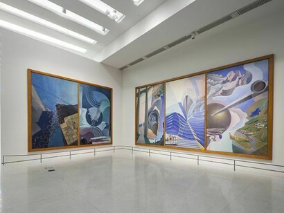 Installation view: Italian Futurism, 1909–1944: Reconstructing the Universe, Solomon R. Guggenheim Museum, New York, February 21–September 1, 2014. Photo: Kris McKay © Solomon R. Guggenheim Foundation