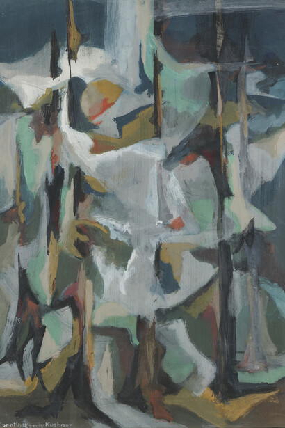 Dorothy Browdy Kushner, Moon over the pines (detail), 1955. Courtesy of LewAllen Galleries