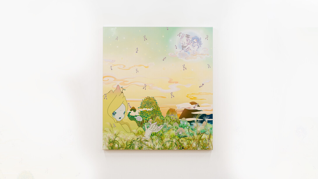 Chiho Aoshima,
Act with Caution on a Full Moon Day!, 2024,
Acrylic on canvas mounted on aluminum frame,
160 x 143.4 cm
©2024 Chiho Aoshima/Kaikai Kiki Co., Ltd.
All Rights Reserved. Courtesy Perrotin