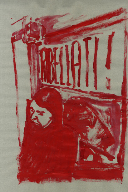 Michael Rotondi, Red, 2017, smalto su carta, 50x40 cm. Courtesy of MAC