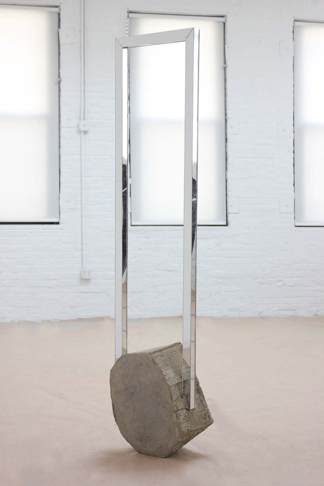 Jeff Feld, Things that can't be avoided at all costs, 2014, Wood, mirrored plexi, concrete, 56 x 13 x 7.5