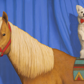 Tom Palmore, Dog and Pony Show, n.d., oil and acrylic on canvas, 36x60 inches. Courtesy of the artist and LewAllen Galleries