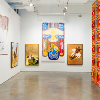 Alberto Pitta e Elian Almeida, Carnival, struggle and other brazilian stories, vista da exposição. Cortesia da Galeria Nara Roesler