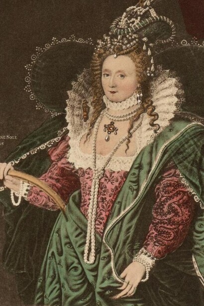 Autore ignoto, "Ritratto della regina Elisabetta I", XIX secolo, National Library of Wales, UK. Elisabetta I d'Inghilterra era una grande amante dell'arte, della musica e della letteratura. Sotto il suo regno fiorì il teatro elisabettiano, con autori come William Shakespeare e Christopher Marlowe, e la cultura conobbe un periodo di straordinario splendore 