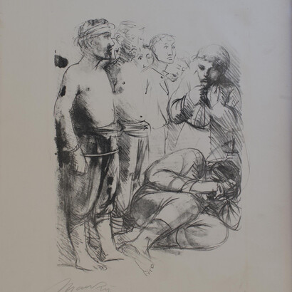 Giacomo Manzù,
Piazzale Loreto, 1956, dettaglio,
Litografia, 34/40, 53,5 x 38 cm