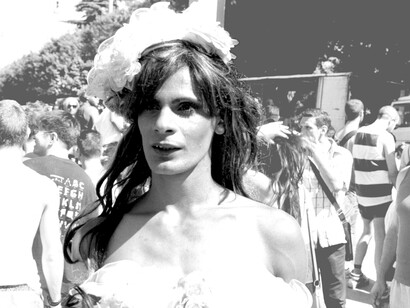 A young drag queen dressed as bride at the Gay Pride 2012 in Rome, Italy
