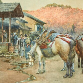 Yoshida Hiroshi, Highway and horse (detail), ca. 1908. Courtesy of Moa Museum of Art