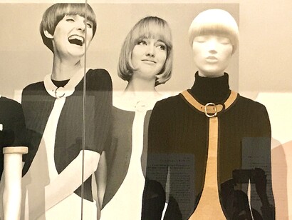 Sweater, machine knitted wool, Chelsea Girl, 1973; Topless, jute with viscose trim and metal buckle, Ginger Group, 1965 © Alma Reyes

